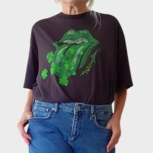 New Rolling Stones Shamrock Lucky Tee Shirt Unisex S X S/M soft Black